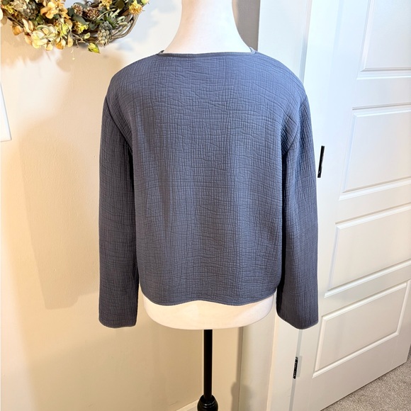 EILEEN FISHER Textured Silk Blend Jacket with Magnetic Closure Sz M - Picture 3 of 11